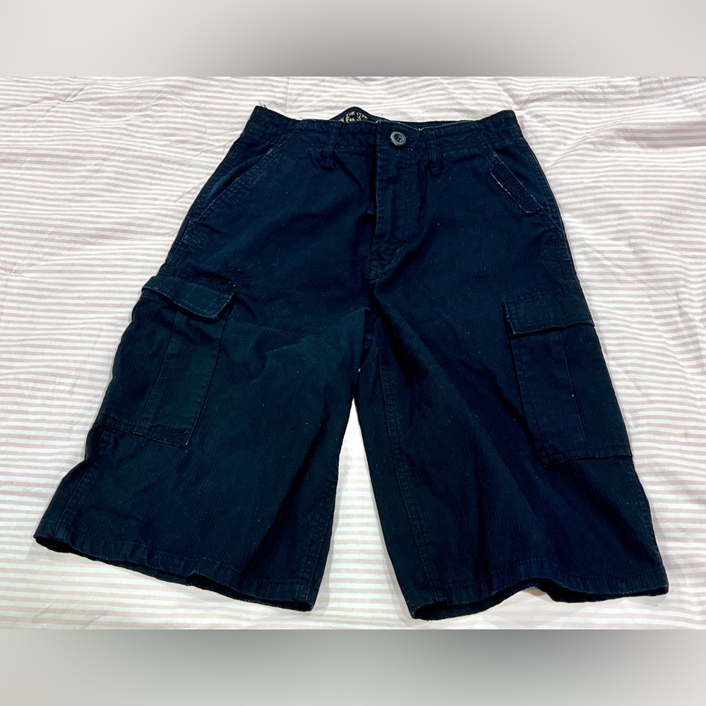 Black Relaxed Fit Cargo Shorts